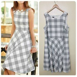 Talbot Plaid Check A Line Plus Size Dress White